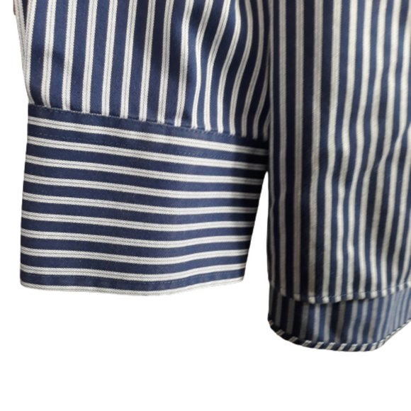 Michael Kors Men’s 16 1/2 34/35 Non Iron Blue Striped Button Down Dress Shirt - Picture 3 of 10